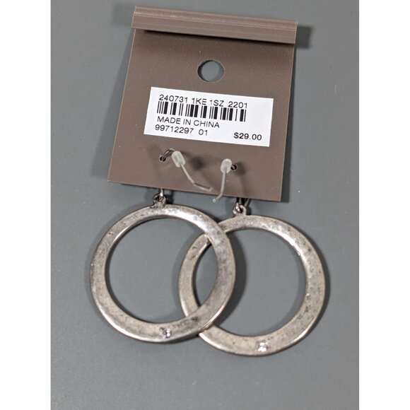 J.Jill Silver Tone Boho Southwestern Concho Round Hoop Dangle Earrings NEW - Picture 5 of 7